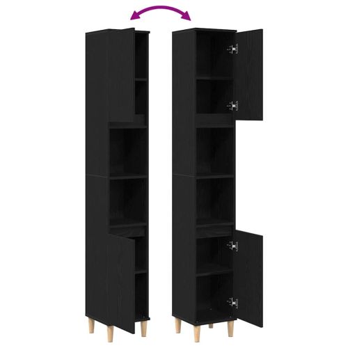 Шкаф за баня с рафт Черния дъб 30 x 30 x 190 см Инженерно дърво