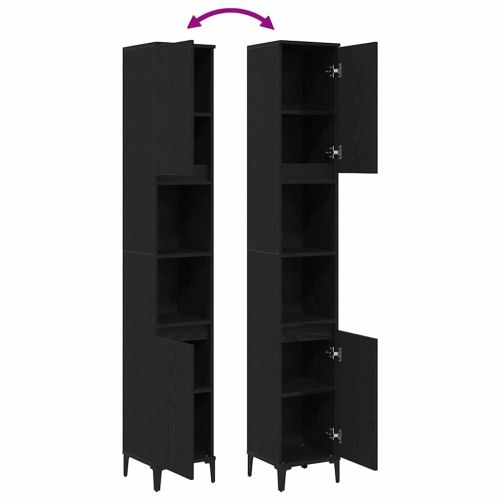 Шкаф за баня с рафт Черния дъб 30 x 30 x 190 см Инженерно дърво