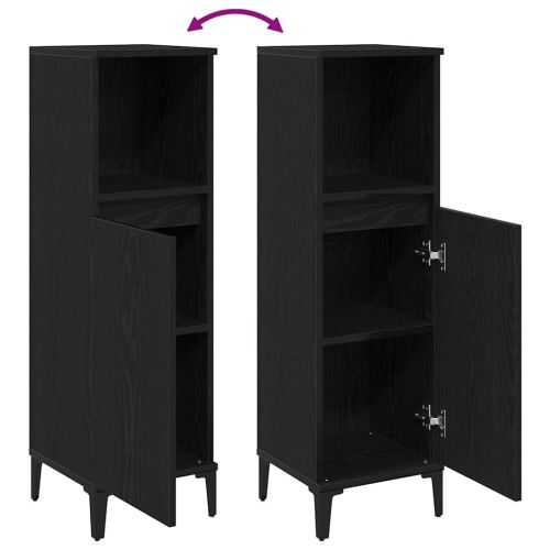 Шкаф за баня с рафт Черния дъб 30 x 30 x 100 см Инженерно дърво