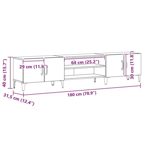 ТВ шкаф Черния дъб 180 x 31,5 x 40 см Инженерно дърво