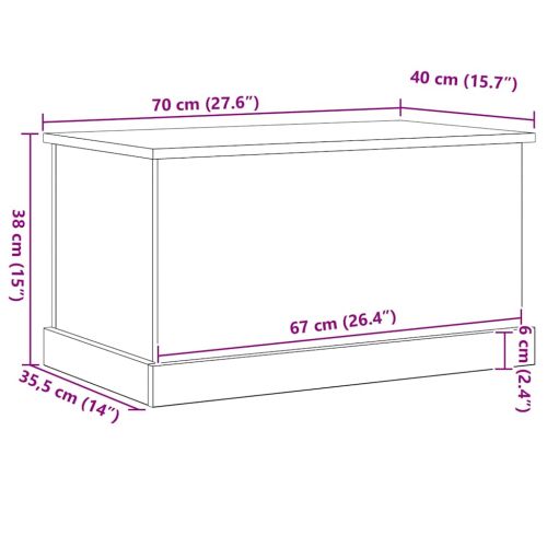 Кутия за съхранение Черен дъб 70 x 40 x 28 см Инженерно дърво