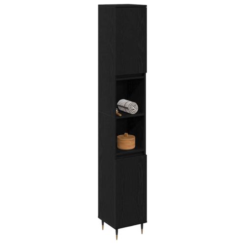 Шкаф за баня с рафт Черния дъб 30 x 30 x 190 см Инженерно дърво