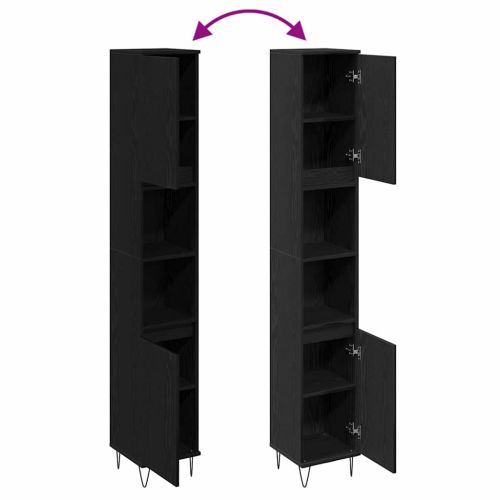 Шкаф за баня с рафт Черния дъб 30 x 30 x 190 см Инженерно дърво