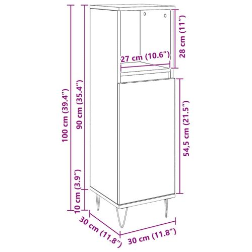 Шкаф за баня Черния дъб 30 x 30 x 100 см Инженерно дърво