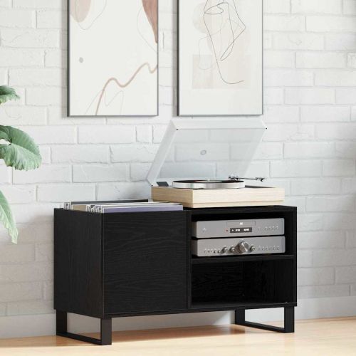 Шкаф за грамофонни плочи с рафт Черния дъб 85 x 38 x 48 см