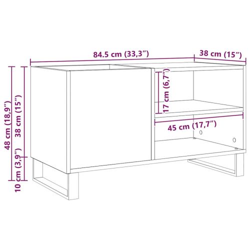 Шкаф за грамофонни плочи с рафт Черния дъб 85 x 38 x 48 см