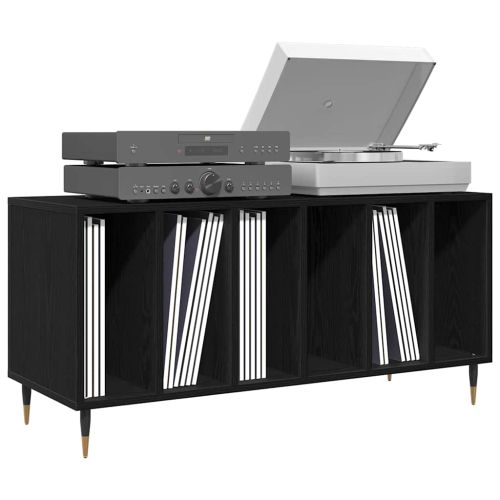 Шкаф за грамофонни плочи с рафт Черния дъб 100 x 38 x 48 см