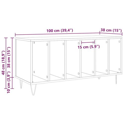 Шкаф за грамофонни плочи с рафт Старо дърво 100 x 38 x 48 см