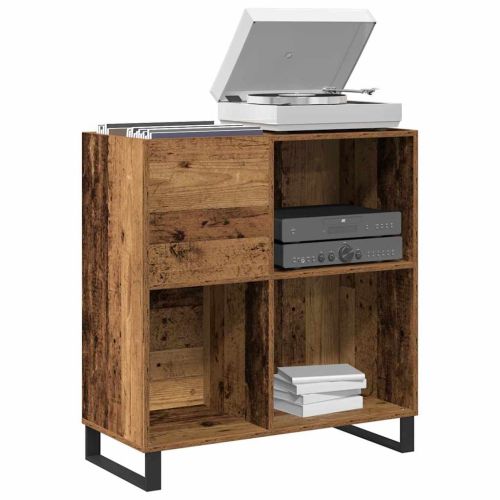 Шкаф за грамофонни плочи с рафт Старо дърво 85 x 38 x 89 см