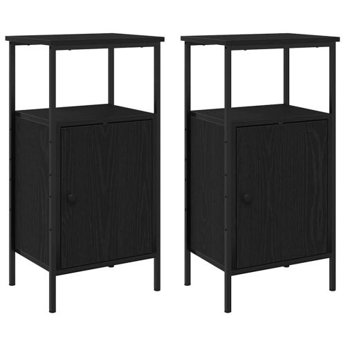 Нощен шкаф 2 pcs Черния дъб 41 x 31 x 80 см Инженерно дърво