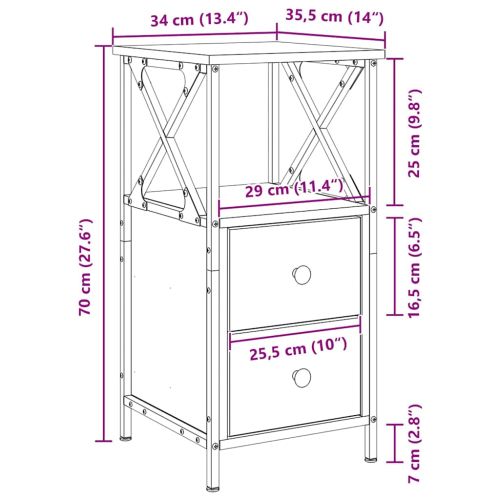 Нощен шкаф Черния дъб 34 x 35,5 x 70 см Инженерно дърво