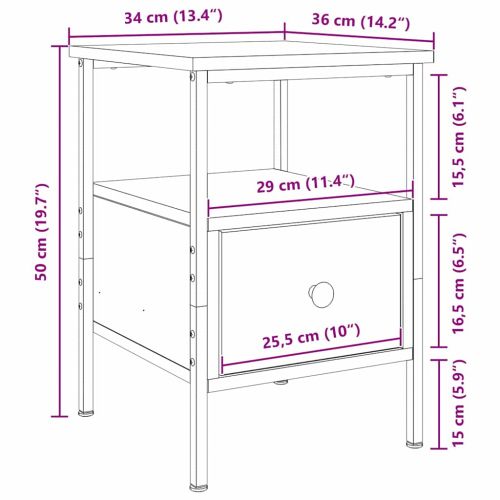 Нощен шкаф 2 pcs Черния дъб 34 x 36 x 50 см Инженерно дърво