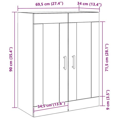 Стенно монтиран шкаф Черния дъб 69,5 x 34 x 90 см