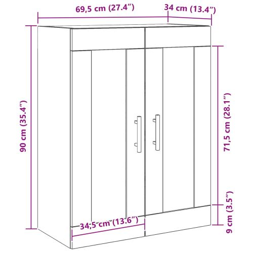 Стенно монтиран шкаф Черния дъб 69,5 x 34 x 90 см