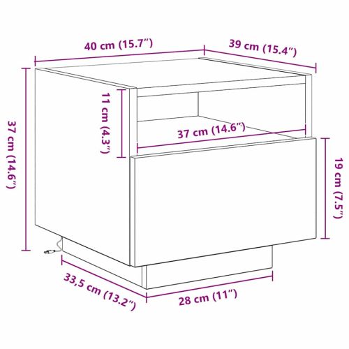 Нощен шкаф Черния дъб 40 x 39 x 37 см Инженерно дърво