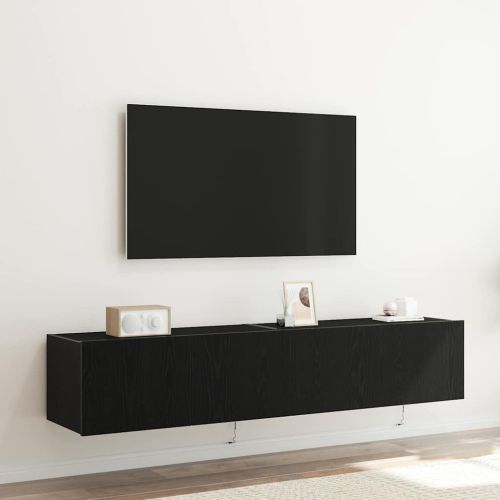 TV стенен шкаф 2 pcs Черния дъб 80 x 35 x 31 cm Инженерно дърво