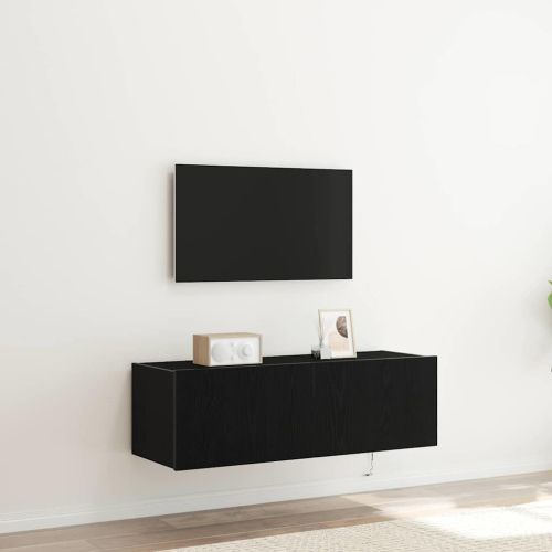 TV стенен шкаф 2 pcs Черния дъб 100 x 35 x 31 cm