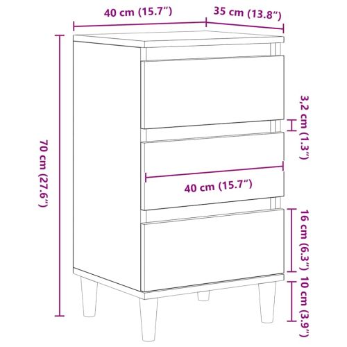 Нощен шкаф Черния дъб 40 x 35 x 70 см Инженерно дърво
