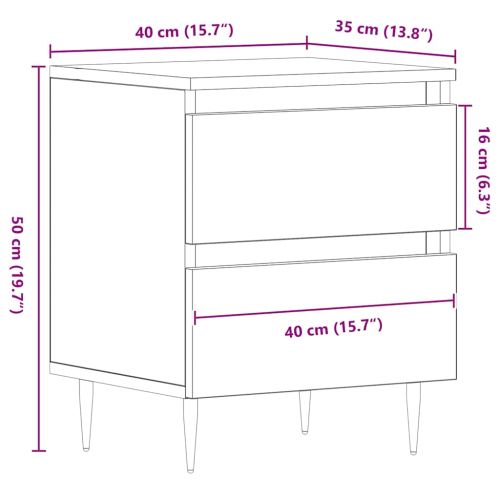Нощен шкаф Черния дъб 40 x 35 x 50 см Инженерно дърво