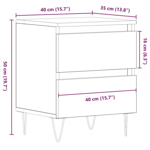 Нощен шкаф 2 pcs Черен дъб 40 x 35 x 50 см Инженерно дърво