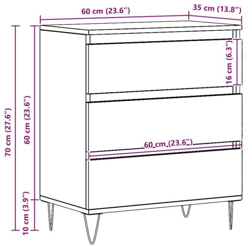 Служебен шкаф Старо дърво 60 x 35 x 70 cm Инженерно дърво