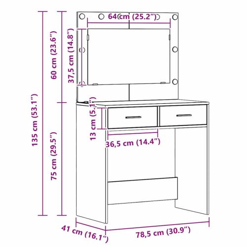 Тоалетка Старо дърво 78.5 x 41 x 135 см Инженерно дърво