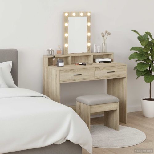 Тоалетка с чекмедже Кафяво 100 x 41 x 140 см Инженерно дърво