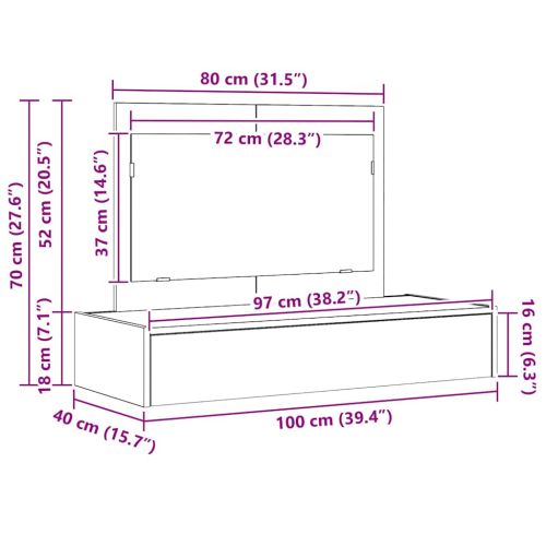 Тоалетка с чекмедже Кафяво 100 x 40 x 70 см Инженерно дърво