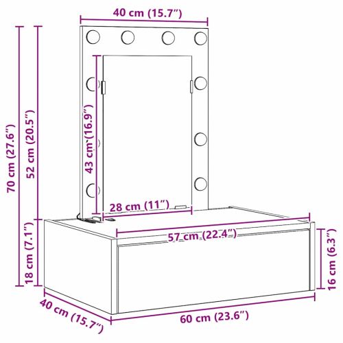 Тоалетка с чекмедже Сив 60 x 40 x 70 см Инженерно дърво
