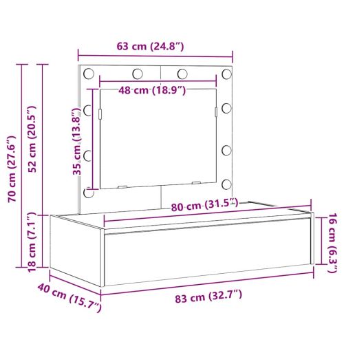 Тоалетка с чекмедже Бяло 83 x 40 x 70 см Инженерно дърво
