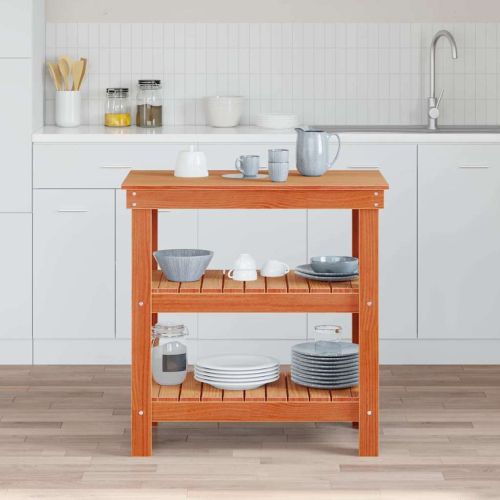 Работна маса с рафт Кафяво с восъчно покритие 78,5 x 50 x 80 см