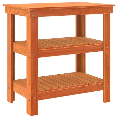 Работна маса с рафт Кафяво с восъчно покритие 78,5 x 50 x 80 см