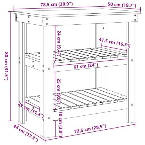 Работна маса с рафт Кафяво с восъчно покритие 78,5 x 50 x 80 см