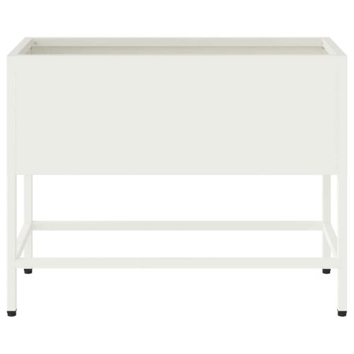 Повдигната градинска саксия Бяло 60 x 26 x 45 см Стомана