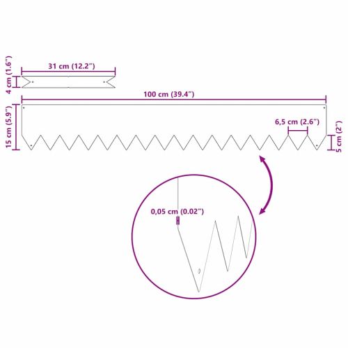 Ограда за трева 20 pcs Черно 100 x 0.05 x 20 см