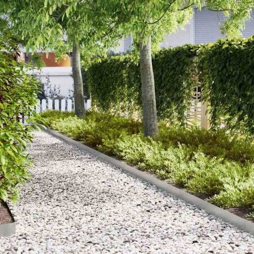 Ограничители за тревни площи 50 pcs Сребрист 100 x 0.5 x 15 см