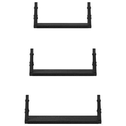 Стенен рафт Монтиране на стена със съхранение 3 pcs Черния дъб