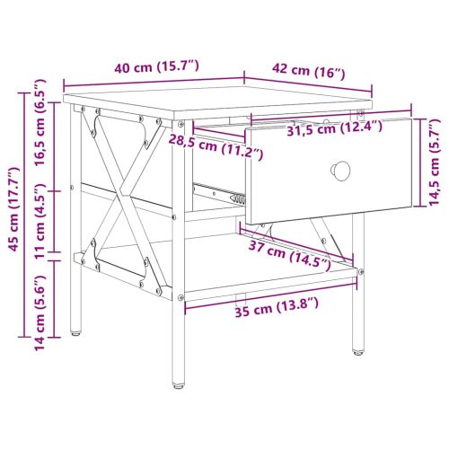 Нощно Шкафче с чекмедже Старо дърво 40 x 42 x 45 см
