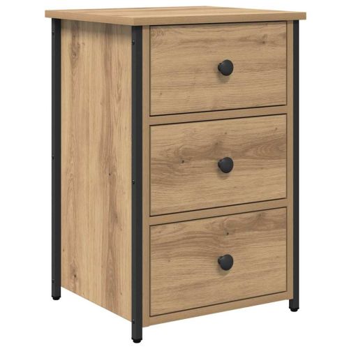 Нощен шкаф с чекмедже Кафяво Солидно възстановено дърво