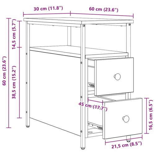 Нощен шкаф дъб артизан 30 x 60 x 60 см Инженерно дърво