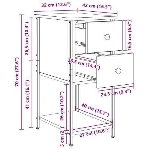 Нощен шкаф дъб артизан 32 x 42 x 70 см Инженерно дърво