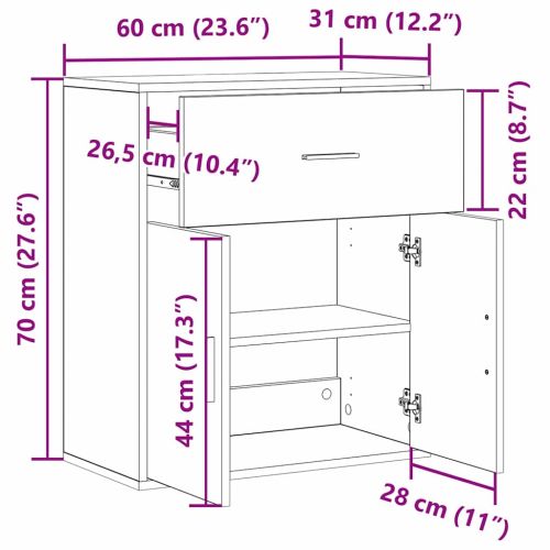 Служебен шкаф Черния дъб 60 x 31 x 70 см Инженерно дърво