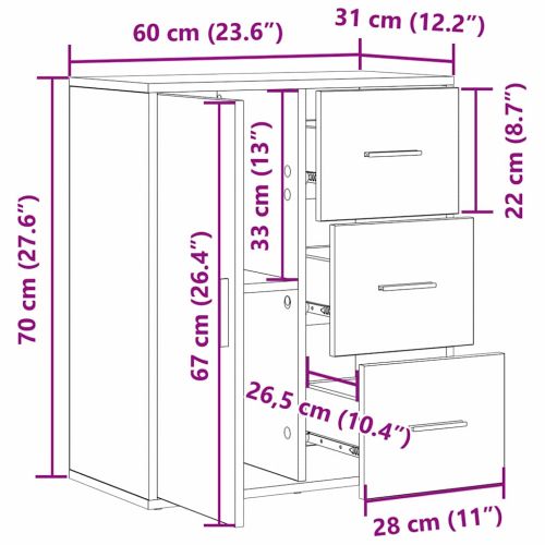 Служебен шкаф Черния дъб 60 x 31 x 70 см Инженерно дърво