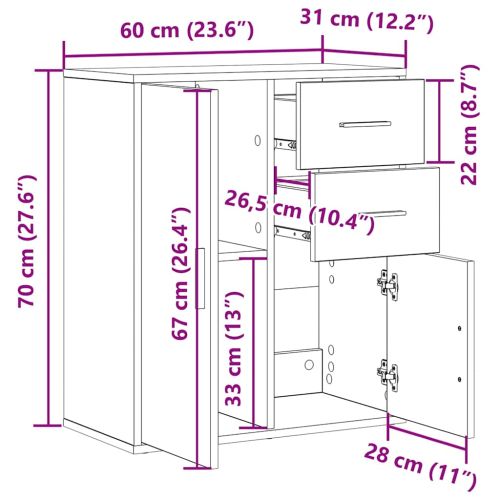 Служебен шкаф с чекмедже Дъб 60 x 31 x 70 см Инженерно дърво
