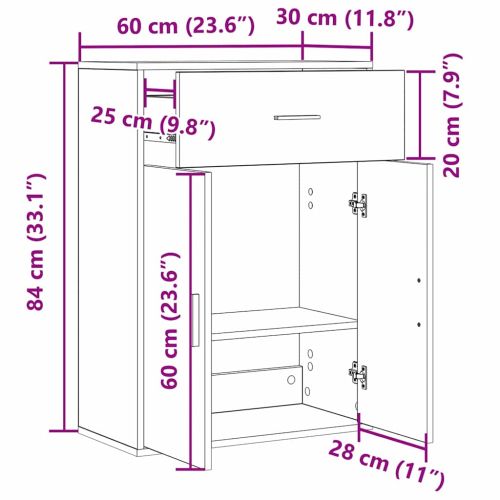 Служебен шкаф Старо дърво 60 x 30 x 84 см Инженерно дърво