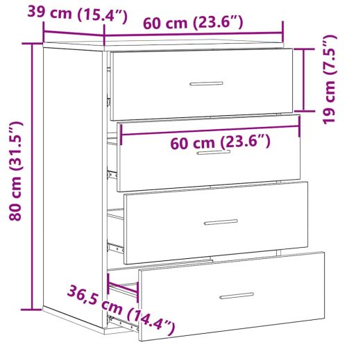 Служебен шкаф Старо дърво 60 x 39 x 80 см Инженерно дърво