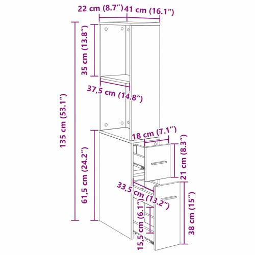 Комплект мебели за баня Черния дъб 22 x 41 x 135 см