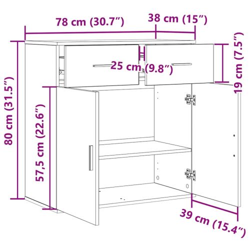 Служебен шкаф с чекмедже Дъб 78 x 38 x 80 см Инженерно дърво