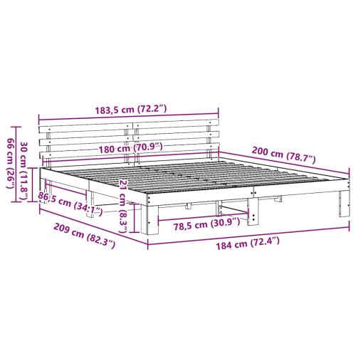 Рамка за легло с таблото Кафяво с восъчно покритие 180 x 200 cm