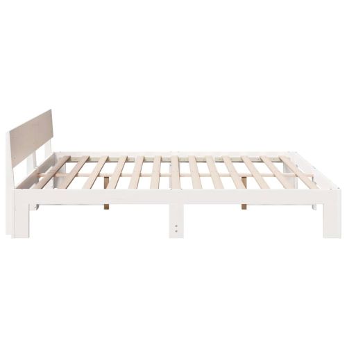 Рамка за легло с таблото Бяло 200 x 200 cm Солидно борово дърво